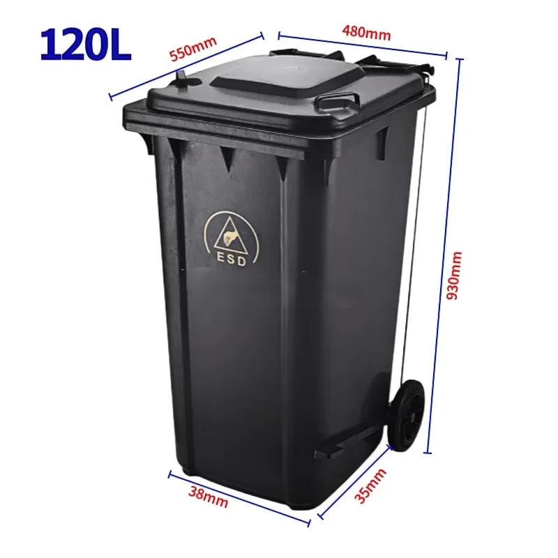 Recipient ESD pentru deșeuri, 120 l, cu capac