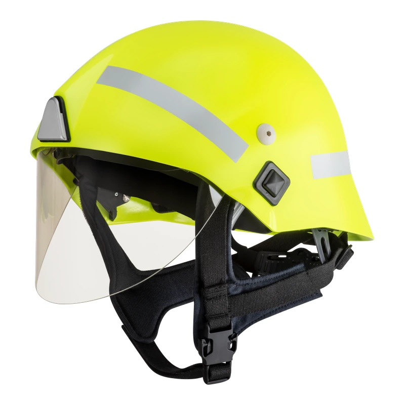 F220 — cască pentru pompieri — Galben luminescent, vedere trei sferturi